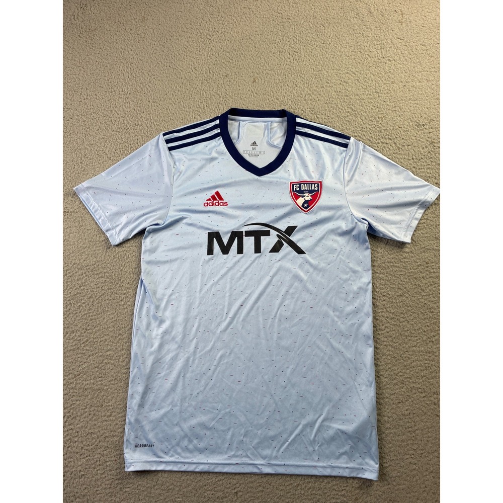 FC Dallas Adidas MLS Soccer Jersey Mens Medium Light Blue Aeroready Primegreen - Picture 1 of 14